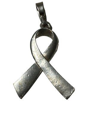 Cancer Awareness Inspiration Ribbon Pendant Charm Silver Pewter